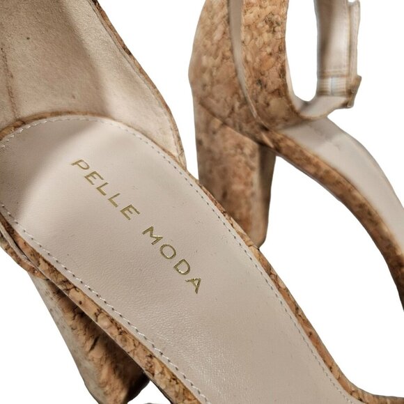 Pelle Moda Womens Cork High Block Heel Sandals Adjustable Straps Size 10M - Picture 4 of 8